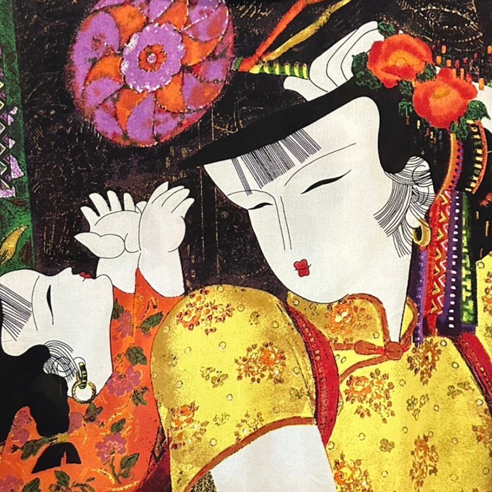 Chico’s Vintage 100% Silk Art Print Patchwork Blouse Small - Picture 9 of 9